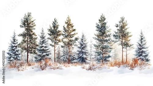 frozen trees with snow virgin nature winter still life
