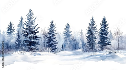 frozen trees with snow virgin nature winter still life