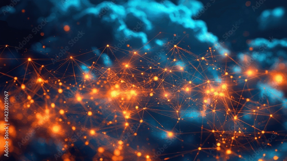 Obraz premium Abstract network visualization of interconnected nodes.