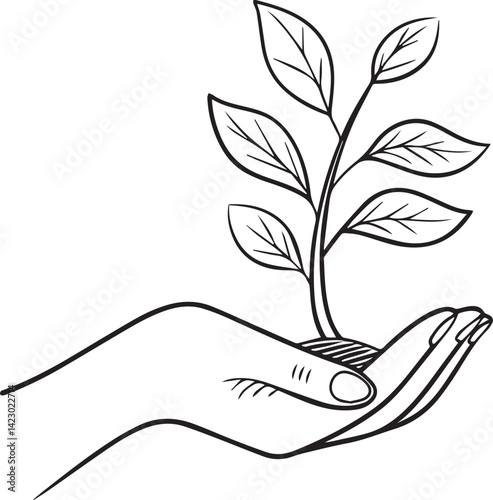 Hand holding plant icon,Environment solid vector icon pack