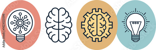 human brain vector icons,Human Brain Thinking Intelligence Symbol and Icon