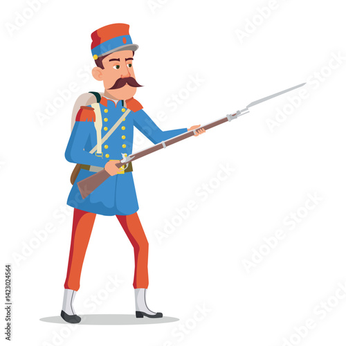  Cartoon French Legion Soldier in 19th Century Uniform