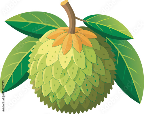 A vibrant vector illustration of delicious breadfruit, showcasing its tropical appeal with rich colors and detailed textures, perfect for culinary designs.