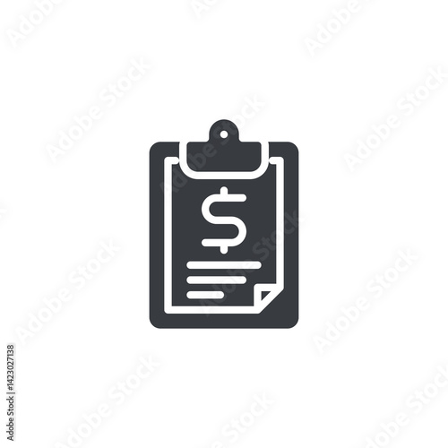 A clipboard with a dollar sign vector icon
