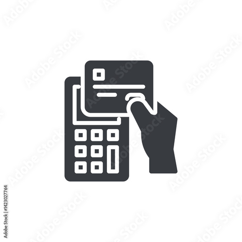 Credit card passing reader vector icon