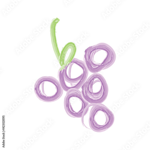 Watercolor Illustration of Grapes Icon Single