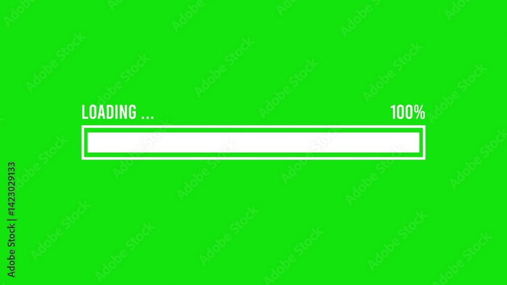 White Progress Loading Bar on Green Screen Background