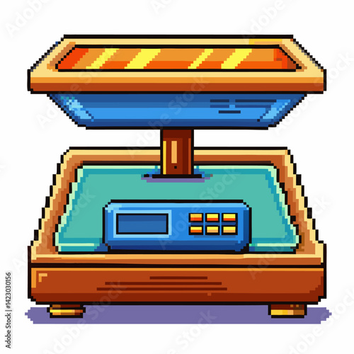 Retro Pixel Art Weighing Scale  Illustration for Gaming and Design Projects