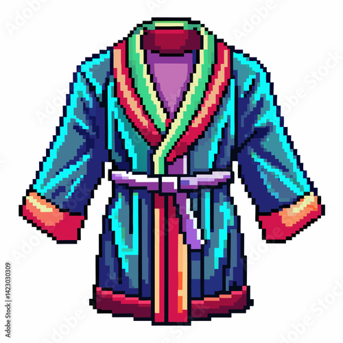Pixel Art Colorful Bathrobe Illustration with 8 Bit Retro Design