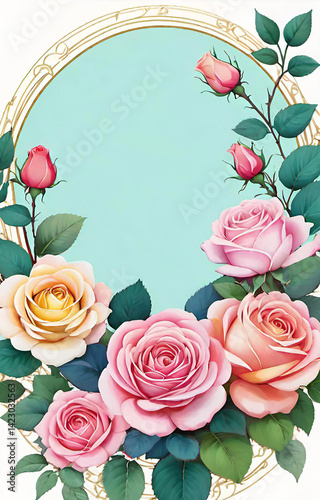 pink roses frame