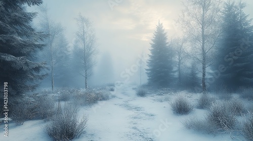 Trees in the park after snow