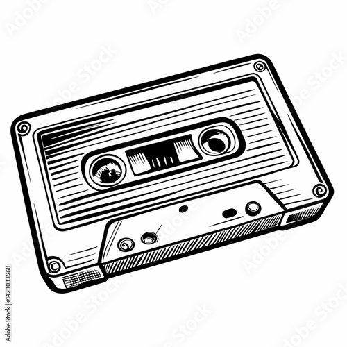 Vintage Cassette Tape  Illustration in Retro Style