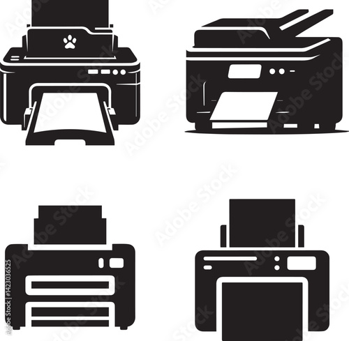 Black and White Paper Clip Icons Set - Office Stationery Collection