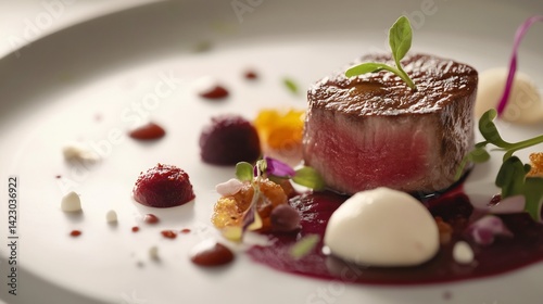 Seared Beef Tenderloin: Modern Culinary Art with Vibrant Garnishes