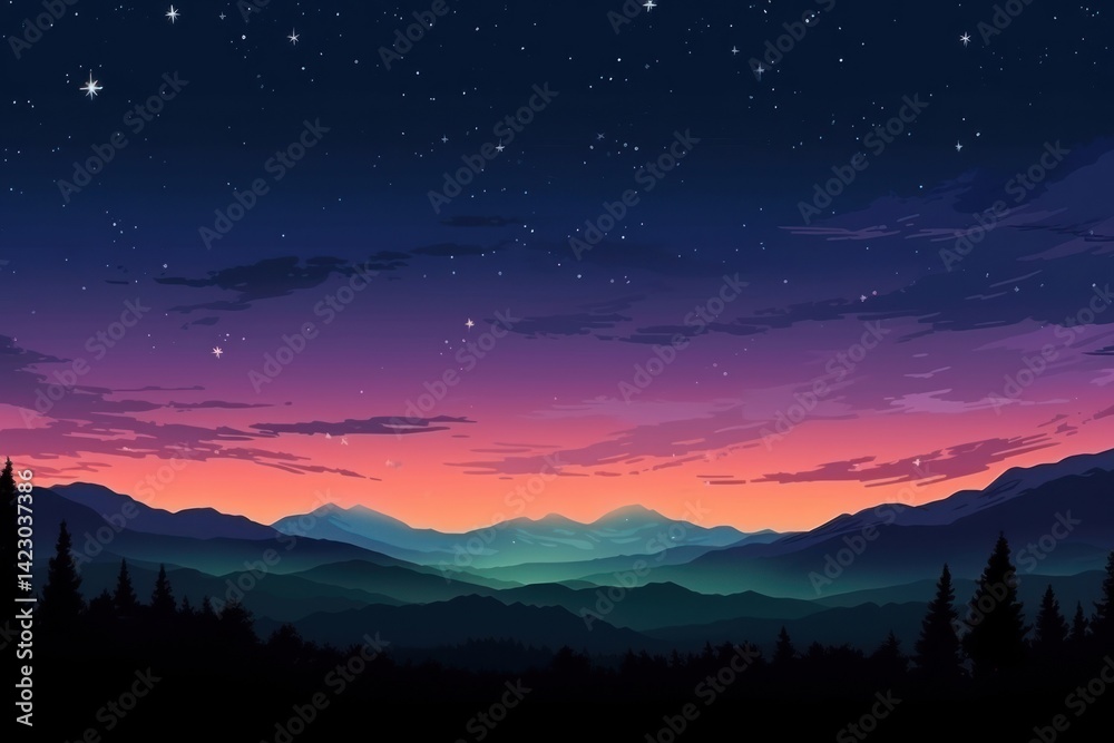 Naklejka premium Shooting star hill landscape outdoors nature.