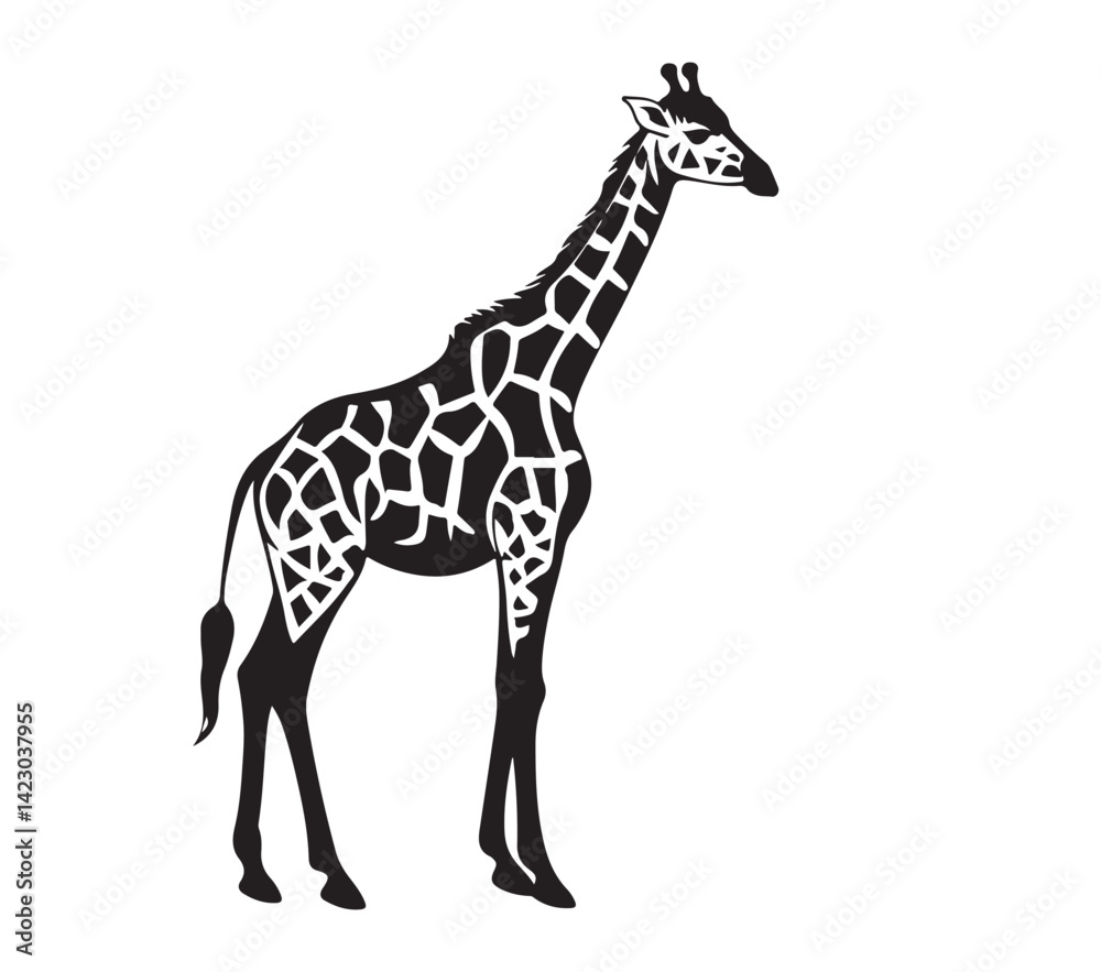Obraz premium Giraffe silhouette clipart on a white background