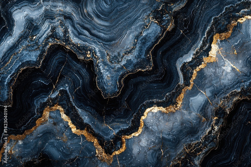 Marble-like abstract texture with vibrant gold and deep blue swirls Marble-like abstract texture with vibrant gold and deep blue swirls