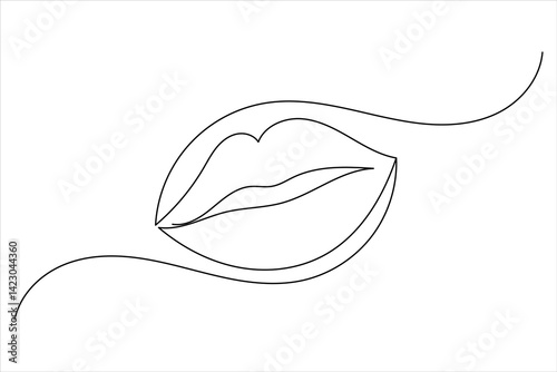Minimalist one line lip icon continuous line drawing vector illustration