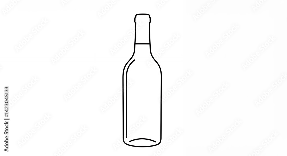 Simple line drawing of a clear glass bottle beverage container minimalist design Simple line drawing of a clear glass bottle beverage container minimalist design