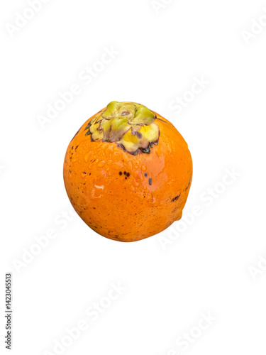 Fresh, ripe persimmon fruit with vibrant orange color and smooth skin, showcasing its unique shape and texture, perfect for healthy snacking or culinary use