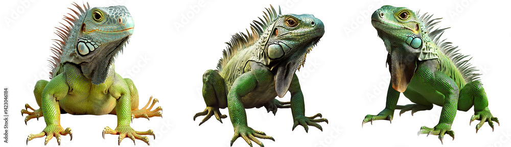 Fototapeta premium Green iguana on a transparent background