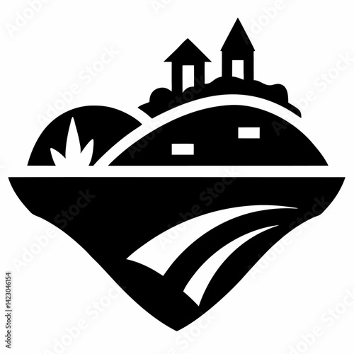 Canvastavla Land area single icon black vector on white background.