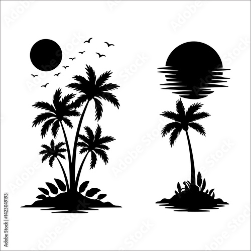 vector illustration of a tropical island