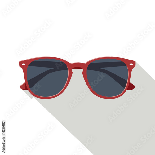 Red sunglasses with dark lenses flat design style modern eyewear vector illustration 