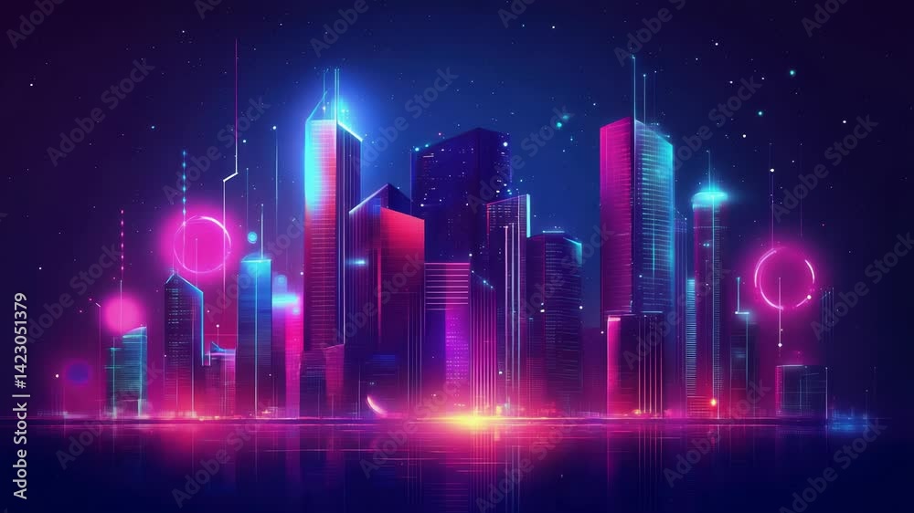 cityscape with space and neon light effect. Modern hi-tech, science, futuristic technology concept. Abstract digital high tech city design for banner backgroun cityscape with space and neon light effect. Modern hi-tech, science, futuristic technology concept. Abstract digital high tech city design for banner backgroun