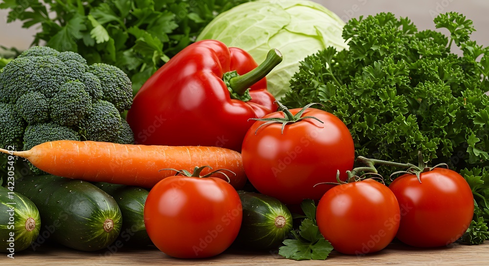 Close-Up of Fresh Vegetables with Vibrant Natural Lighting