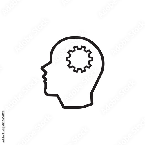 human face setting thinking icon editable outline stroke vector eps