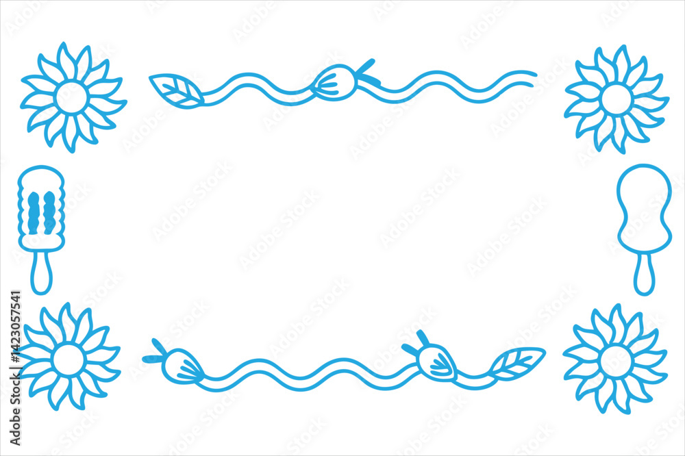 summer border design with one open side, ideal for stationery or journal pages summer border design with one open side, ideal for stationery or journal pages