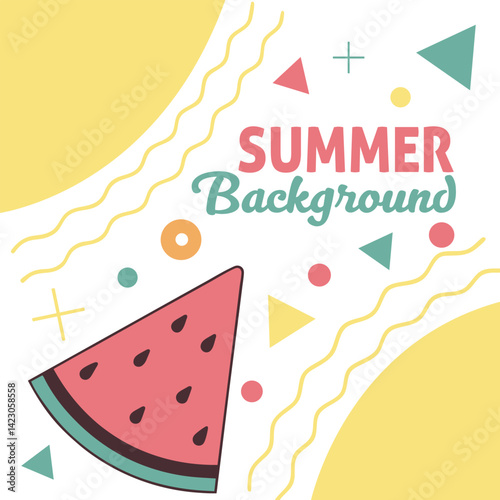 Colorful Geometric Summer Background Fun Poster and Banner Design for Seasonal Promotion.eps