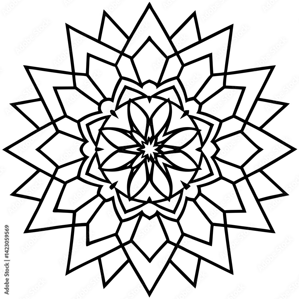 Minimal Abstract Mandala Vector on White Minimal Abstract Mandala Vector on White