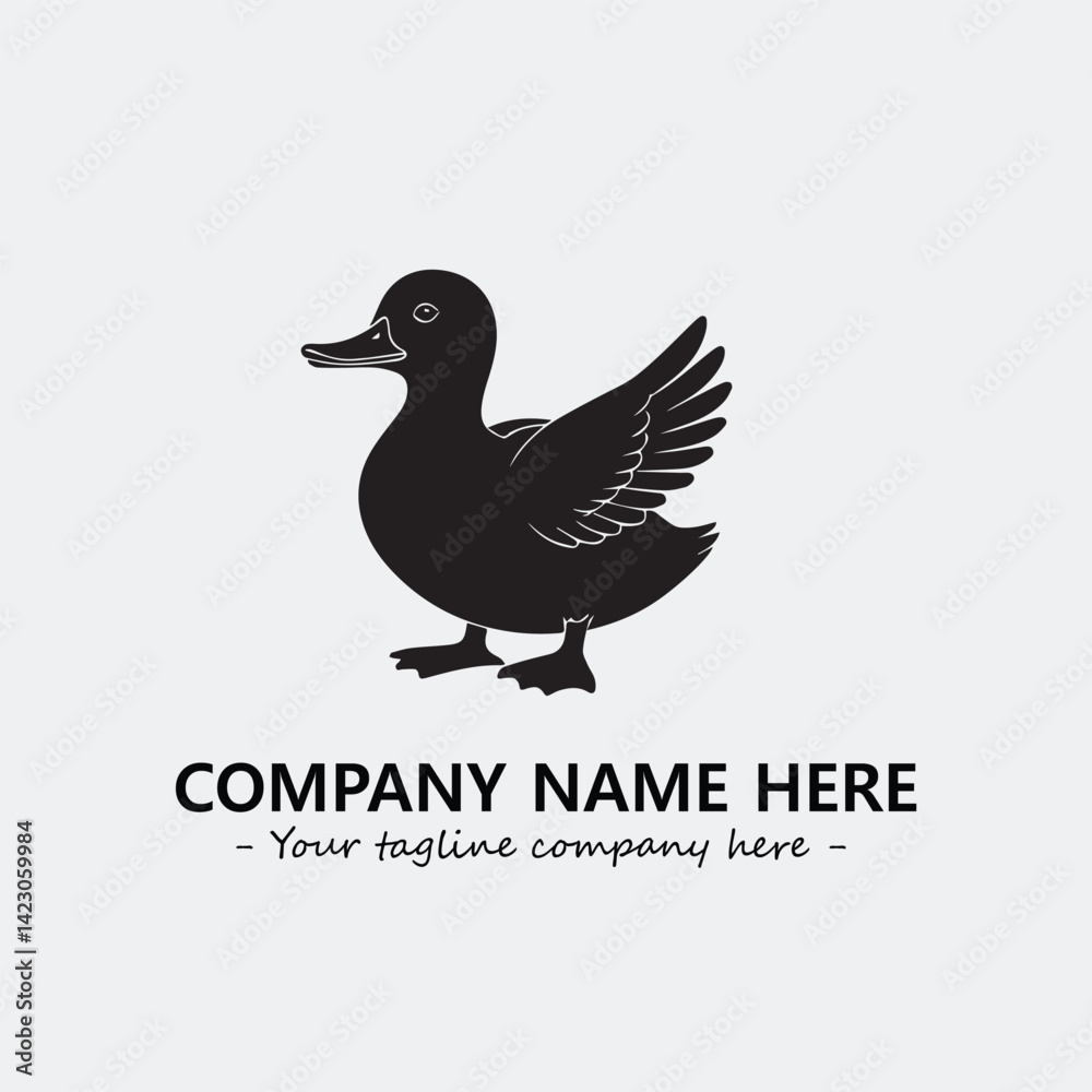 Duck illustration black and white for logo company vector image
Duck illustration black and white for logo company vector image