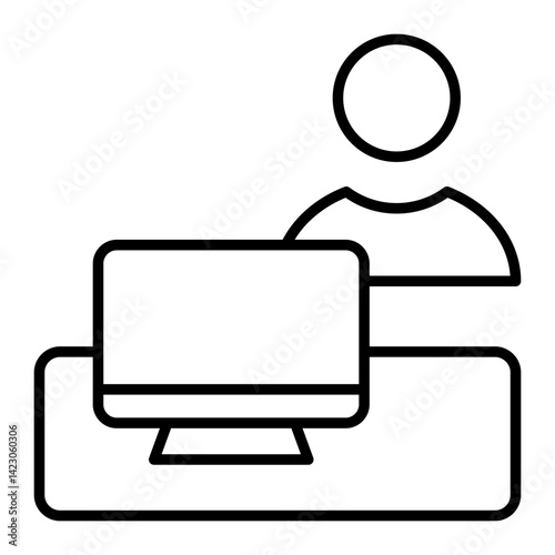 Remote Worker Outline Icon Vector Illustration