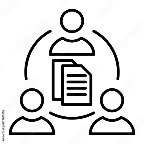 Document Collaboration Outline Icon Vector Illustration