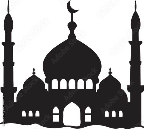 Elegant mosque silhouette vector design modern islamic architecture illustration minimalist art