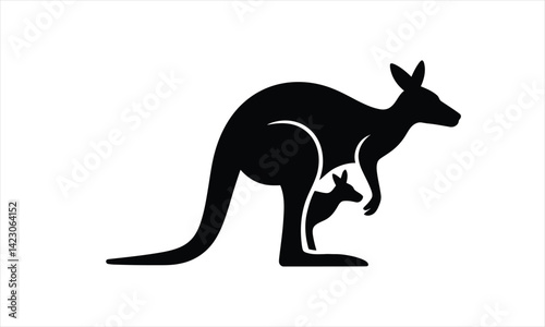  Kangaroo and Joey Silhouette