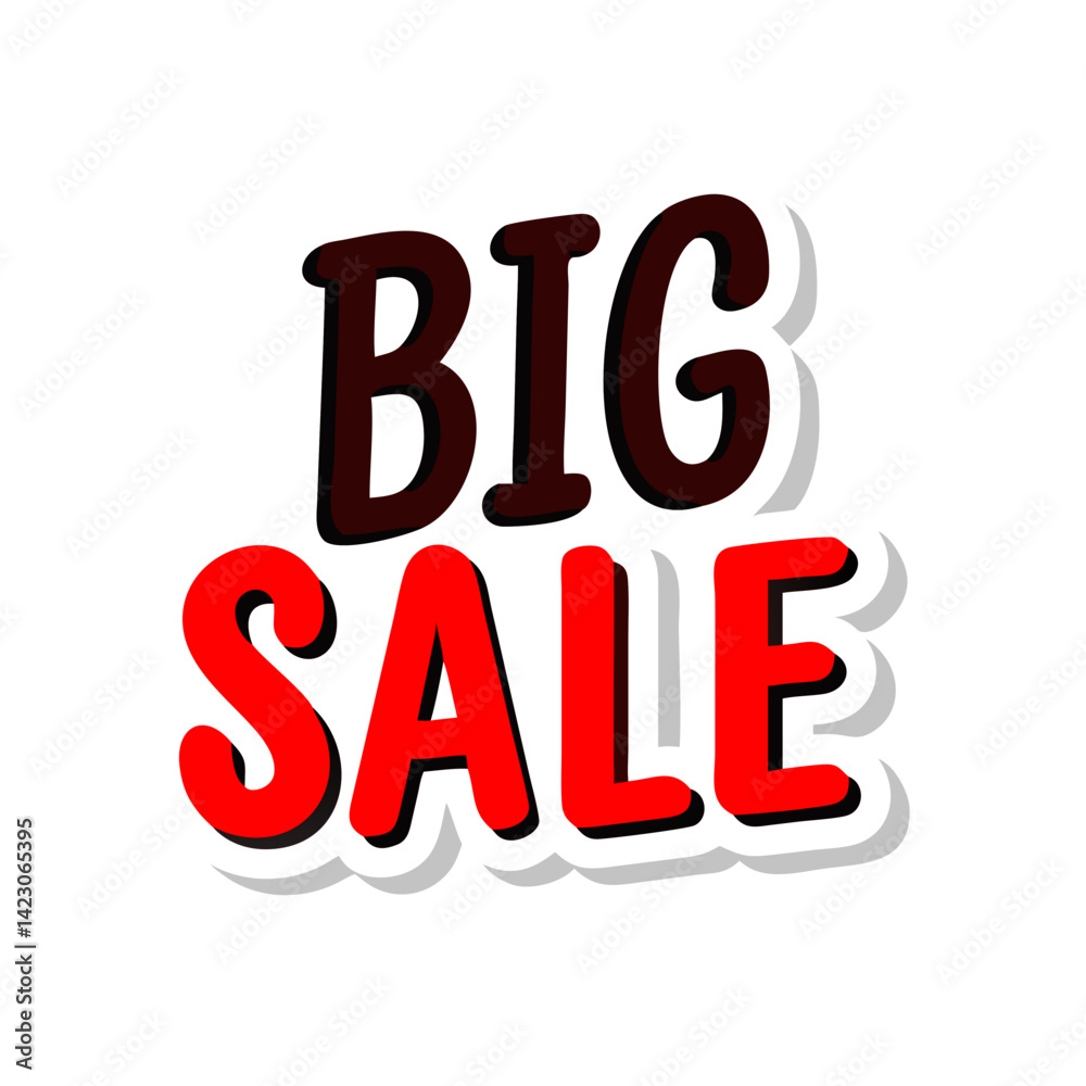 Big sale 3D style label with red and black text Big sale 3D style label with red and black text