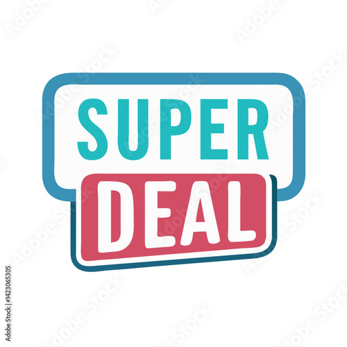 Super deal rounded label icon in flat red and blue style