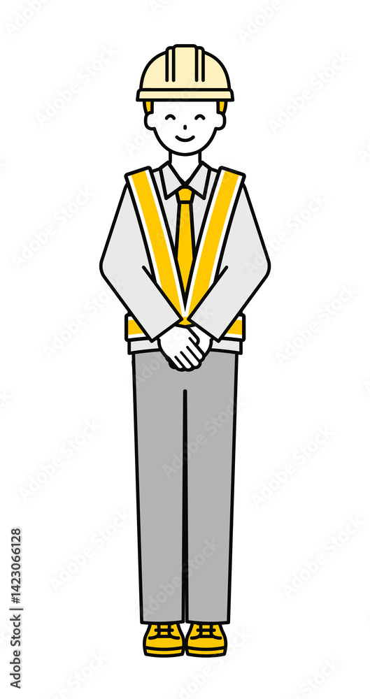 全身のポーズ_シンプルな交通誘導員の男性19