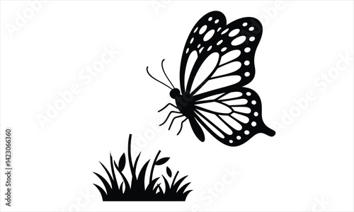 Monarch Butterfly on Green Plant