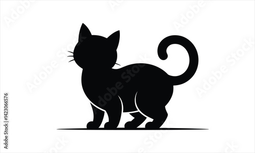 Curious Cat Standing Silhouette