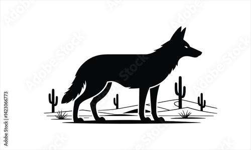 Jackal Silhouette in Desert