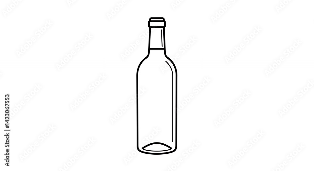 Simple line drawing of a wine bottle minimalist design beverage icon Simple line drawing of a wine bottle minimalist design beverage icon
