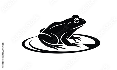 Frog on Lily Pad Black