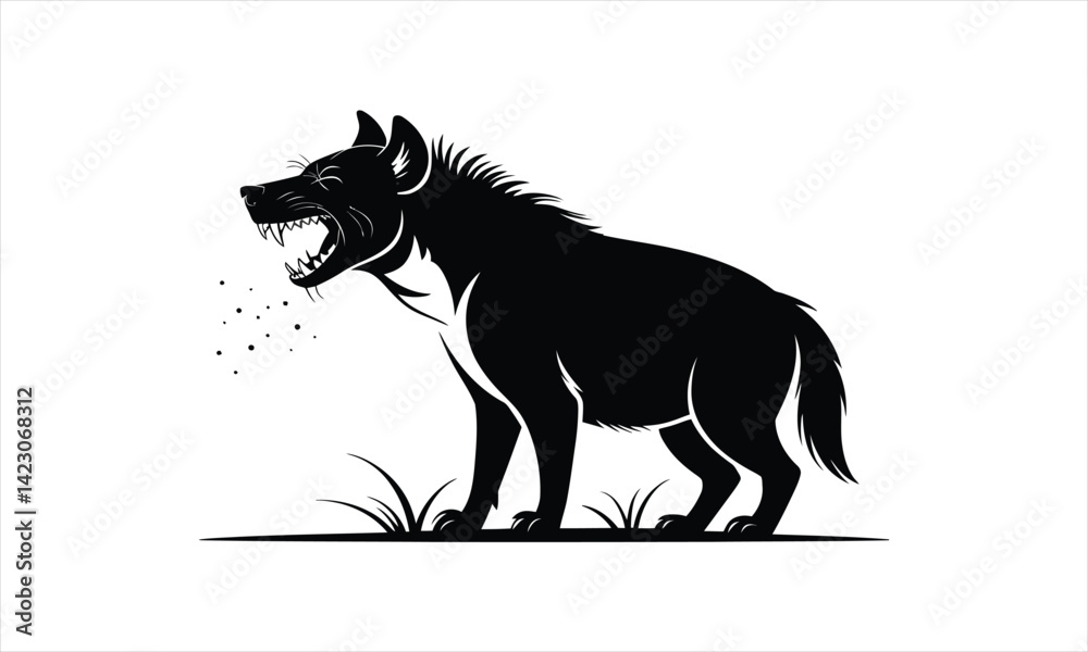 Obraz premium Hyena Growling Black Silhouette