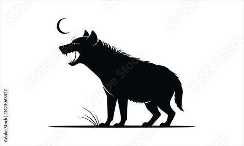  Hyena Howling Moon Silhouette
