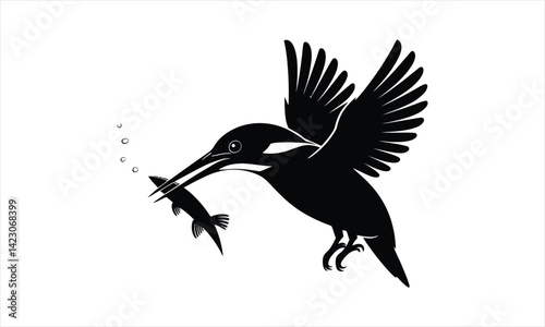 Kingfisher Bird Silhouette Water Fish